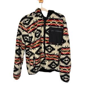 Aztec Fleece Zip-Up Jacket Western Boho Outerwear Original Deluxe Winter Small